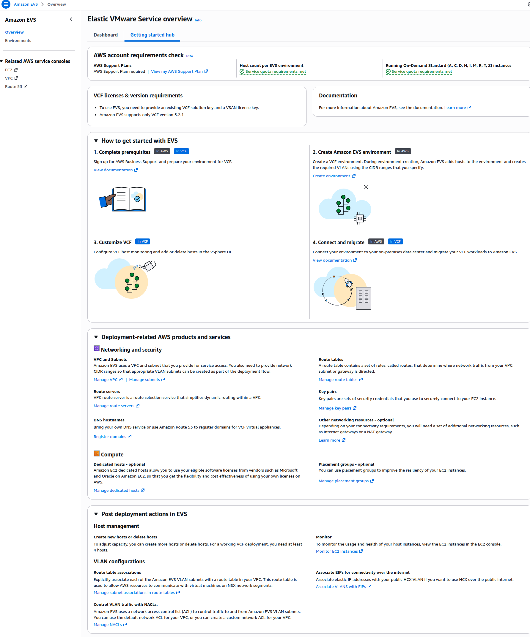EVS Console Get Started Page