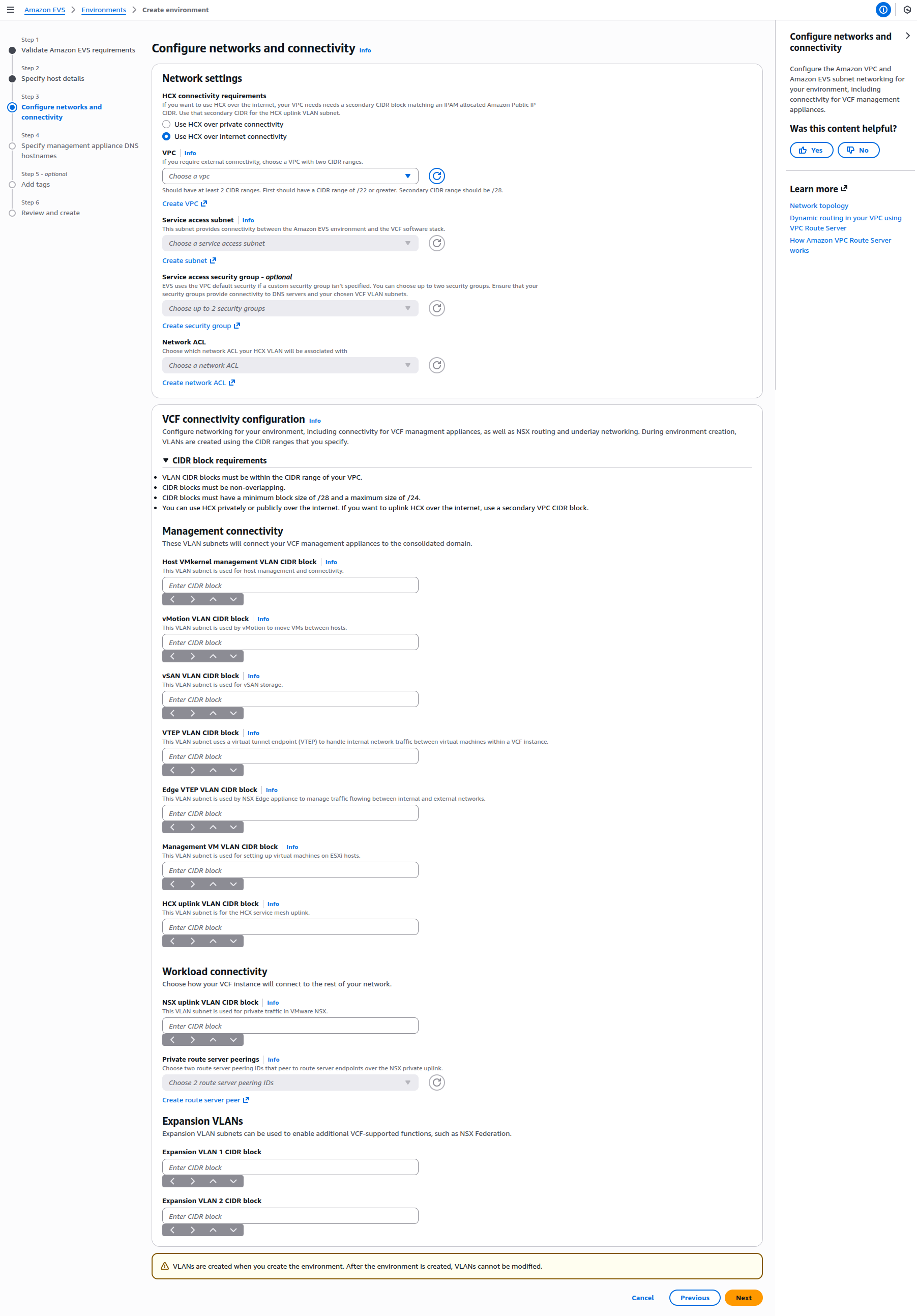 Network Configuration Help Panel
