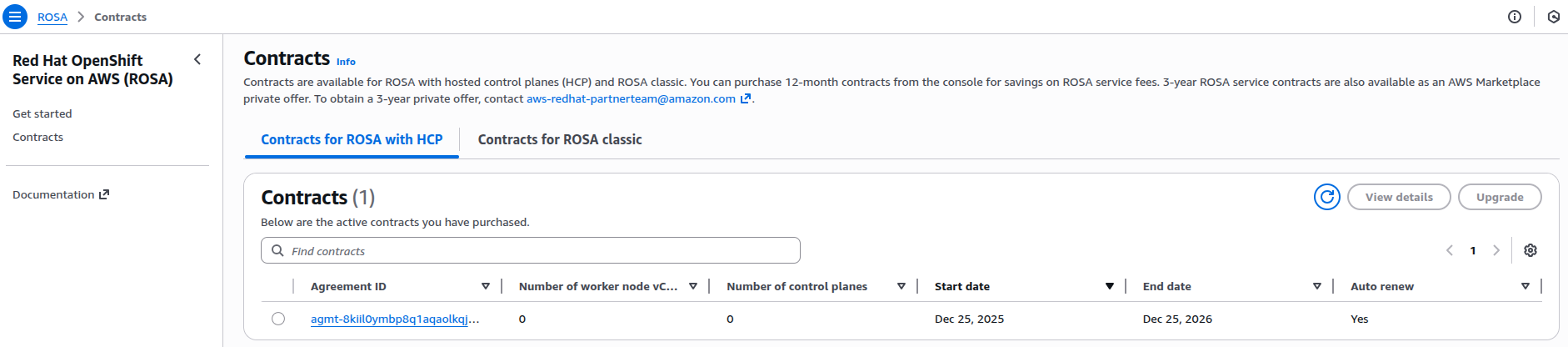 ROSA Contracts Page