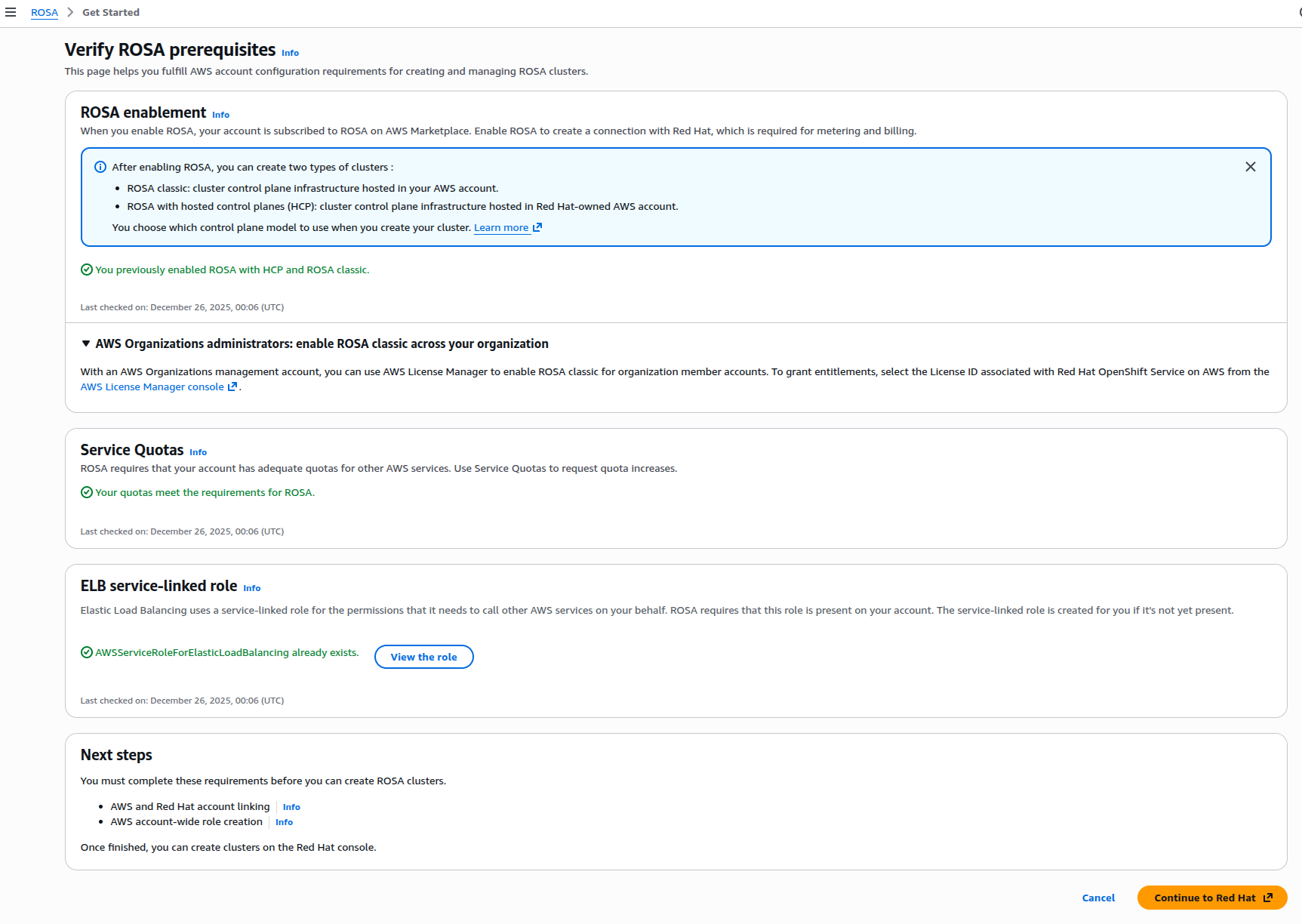 ROSA Get Started Page